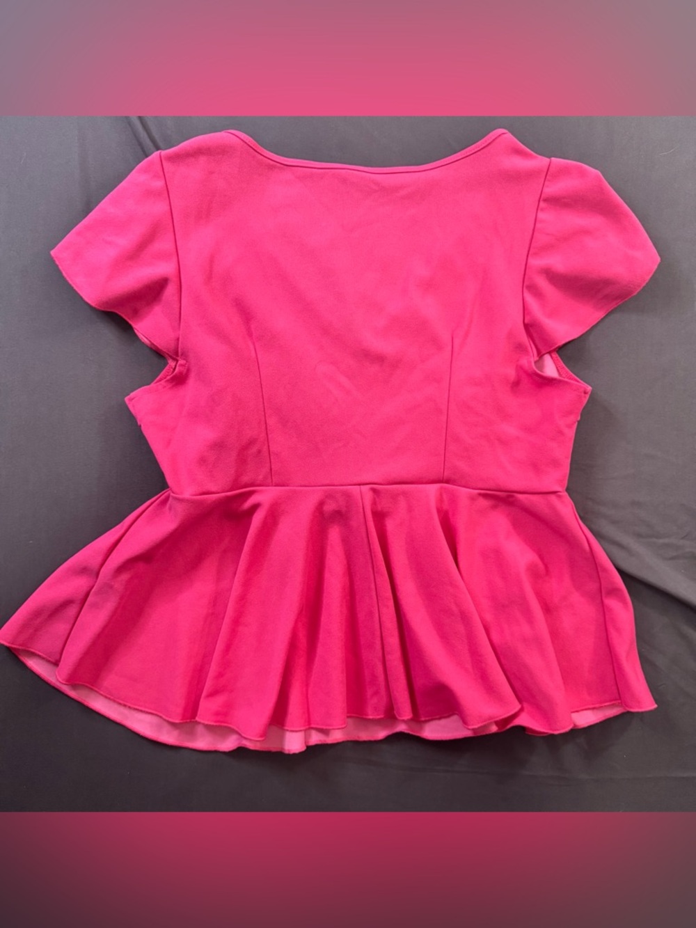 Women's V-Neck Peplum Top - Hot Pink -2XL - Picture 3 of 3